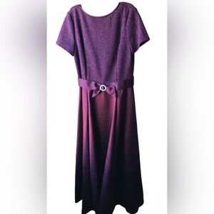Scott McClintock Vintage Size 12 Made USA Elegant Purple Dress with Bow Accent